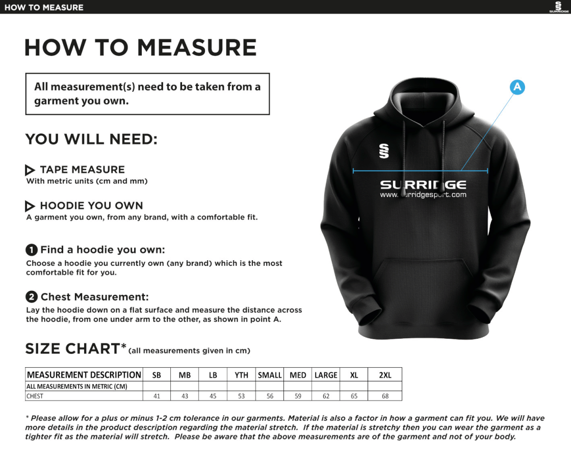 Salisbury College - Blade Hoody - Size Guide